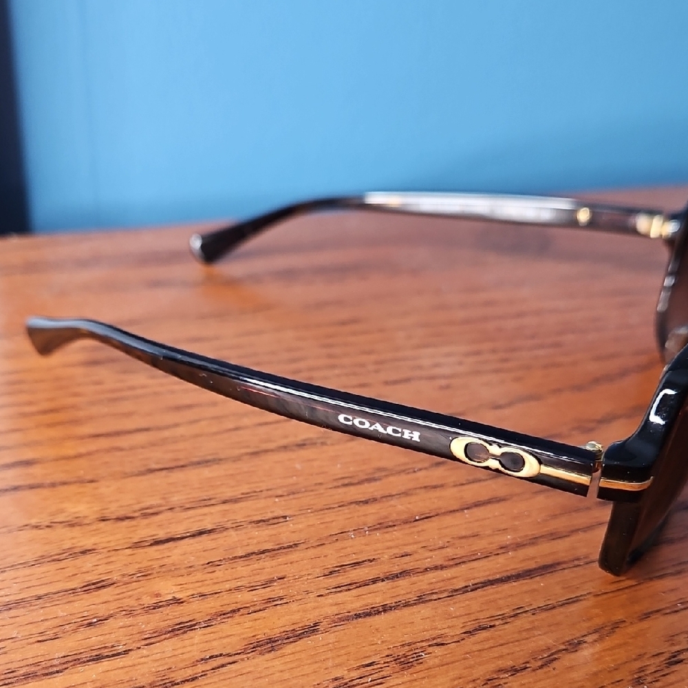 Coach Rectangular Tortoise Shell Sunglasses - Picture 3 of 12